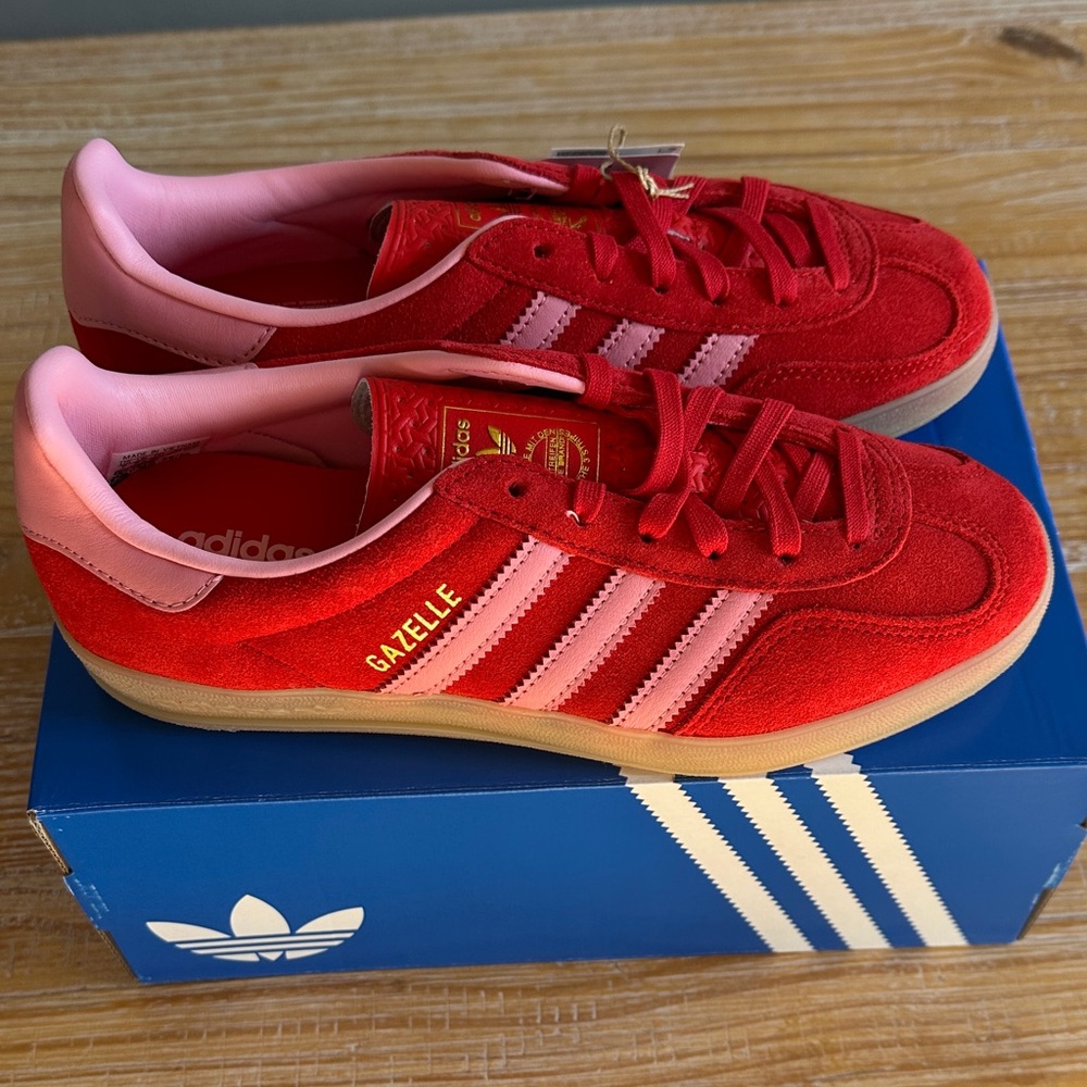 Adidas Gazelle Women’s Red and Pink Suede Sneakers